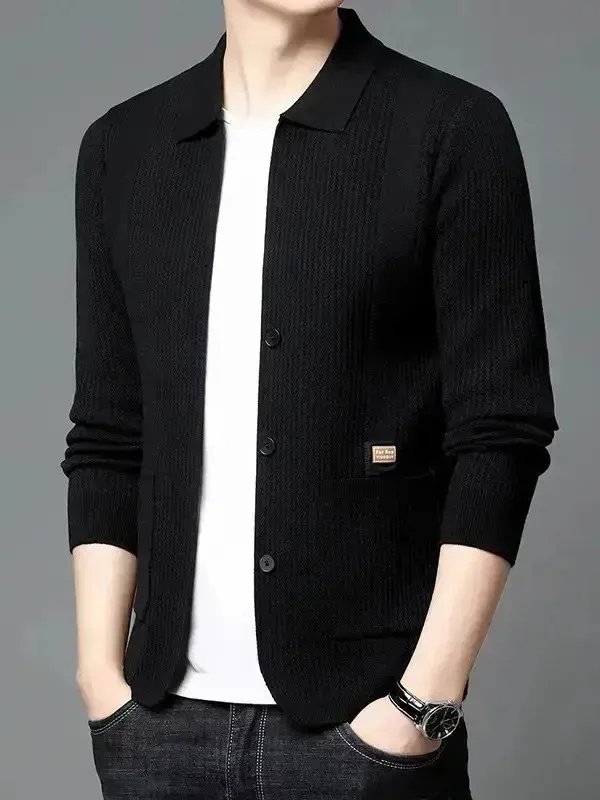 Men's Casual Knitted Sweater Pure Color Faion Outerwear Autumn New Sle Comfortable Fit Long Sve Cardigan Easy Care