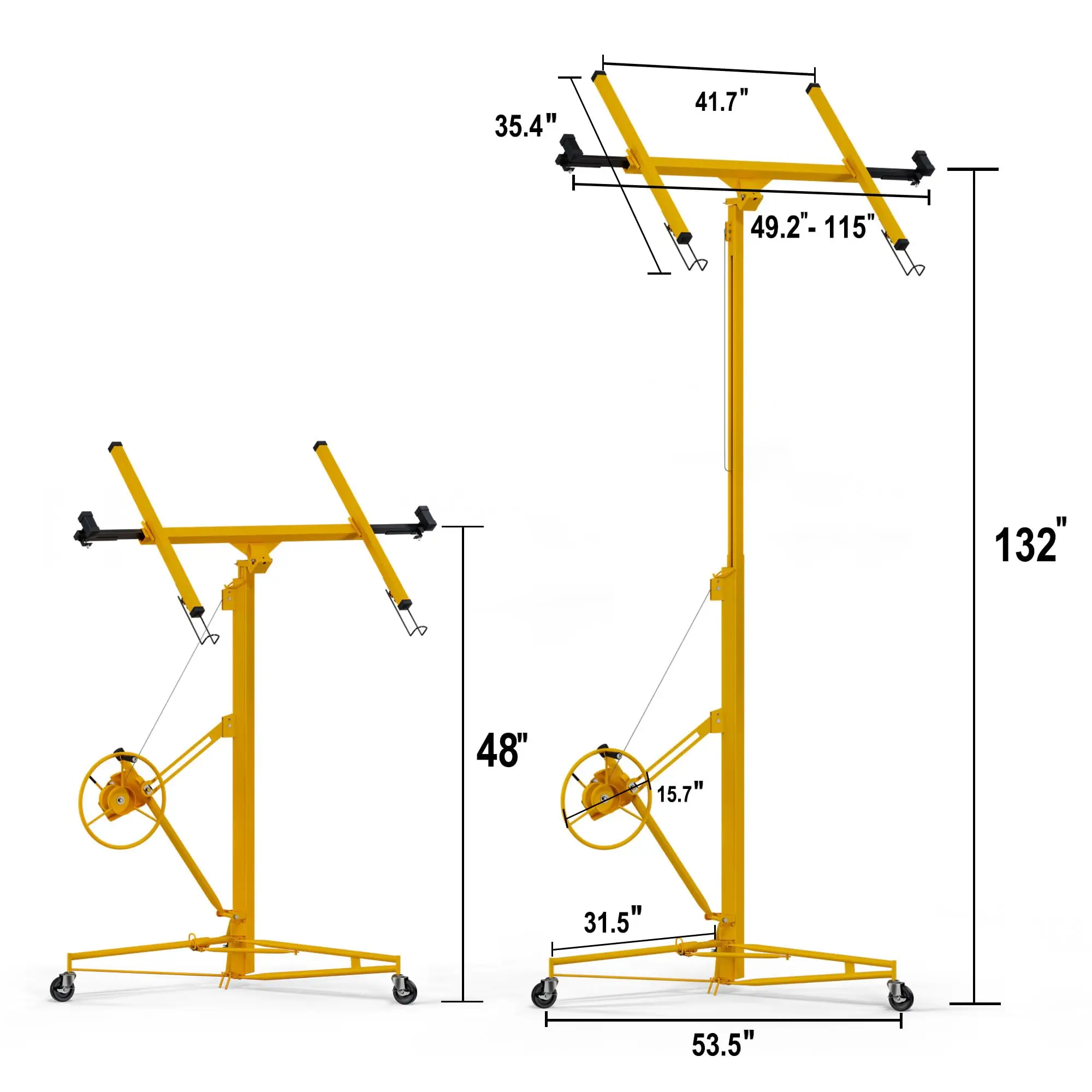 11 FT Drywall Lifter Sheetrock Lift, 150 Lbs Capacity Heavy Duty Drywall Lift Panel with 3 Lockable Wheels & 360°