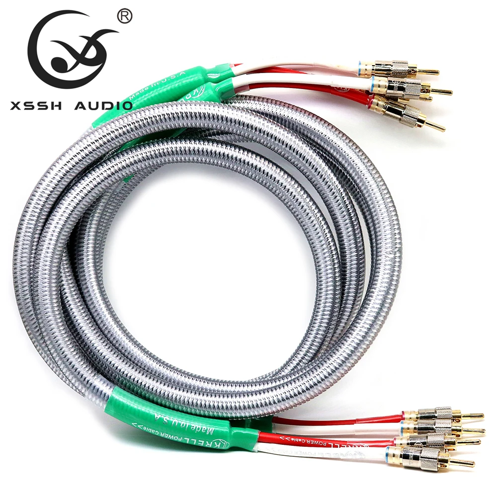 1 Pair 2m 2.5m 3m XSSH Audio DIY OEM HIFI System Sound Bile Amplifier Gold Plated Banana Connector Plug Speaker Cable Cord Wire