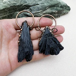 10PCS Soldered Witch Jewelry,Large Natural Black Tourmaline Jet Stone Vintage Pendant For DIY Jewelry Making