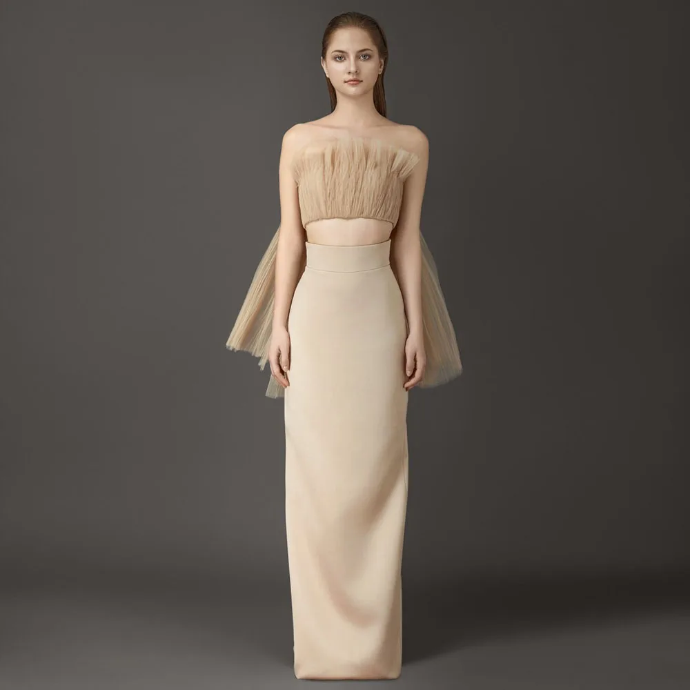 

Элегантная женская официальная юбка длиной до пола с высокой талией, многослойный дизайн из мягкой ткани, идеально подходит для особых случаев, модный стиль