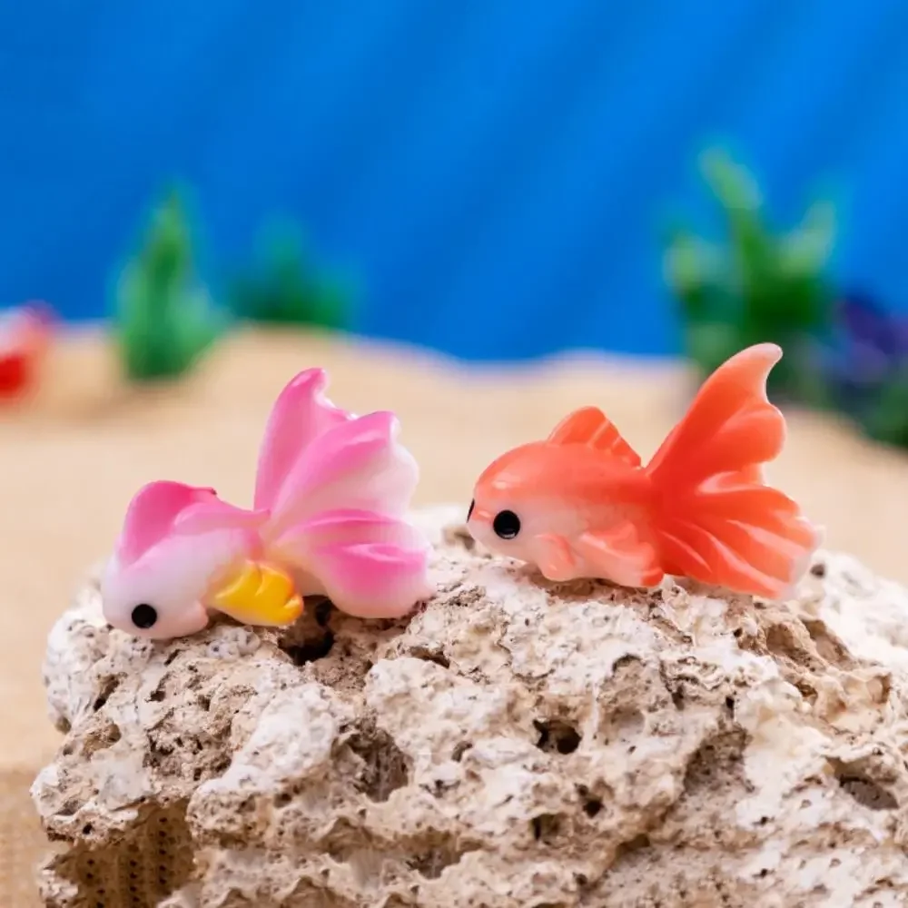 Decorative Gold Fish Micro Landscape Simulation Cartoon Mini Colorful Fish Resin Gold Fish Figurine Fairy Garden
