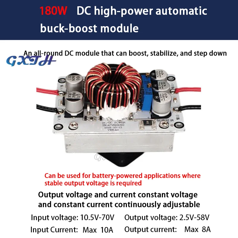 DC-DC 12-70V 24V 48V 8A Constant Current Charging Automatic Step Up/Down Regulator 30W 180W High Power Car Solar Power Module