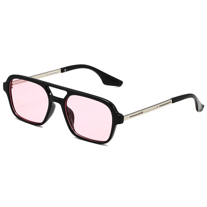 Retro Double Bridges Women Pilot Sunglasses Fashion Pink Gradient Eyewear Trending Hollow Leopard Blue Sun Glasses Men Shades