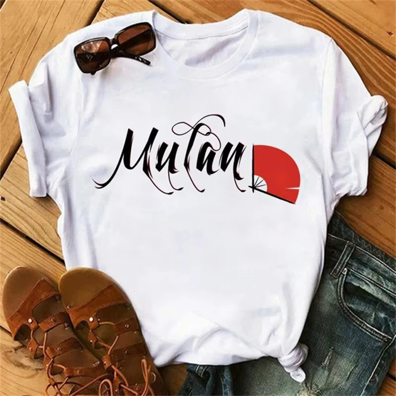 

Mulan Disney Summer T-shirt Boys Girls Kids Family Parent-child Clothing Casual Loose Oversized Men Women Short-sleeved Y2k Top