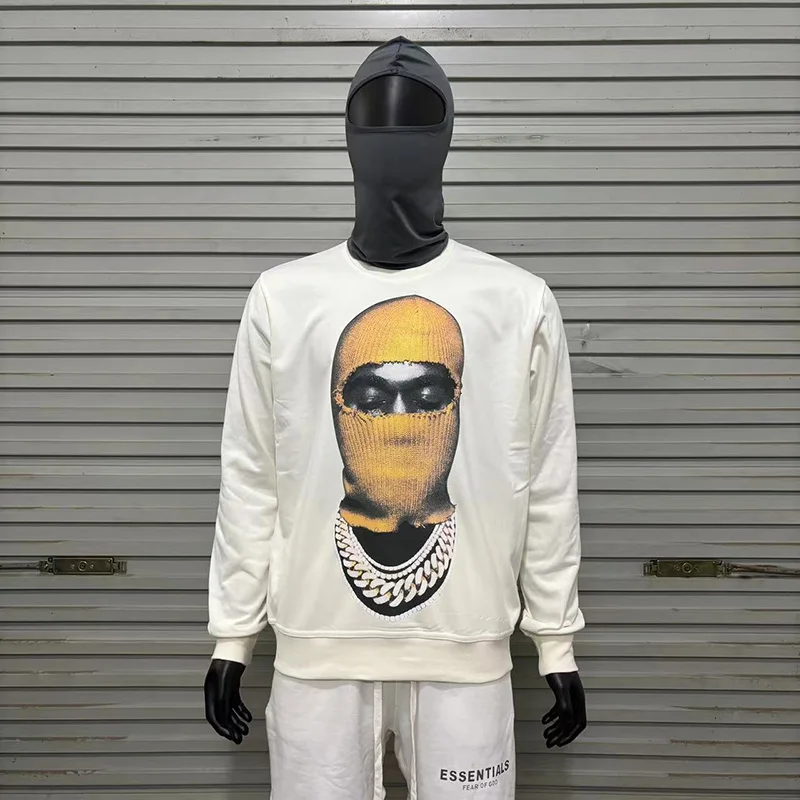 Autumn Winter Best Quality Orange Masked Man Printing IH NOM UH NIT PARIS Sweatshirts Men Women Black White Loose Pullovers