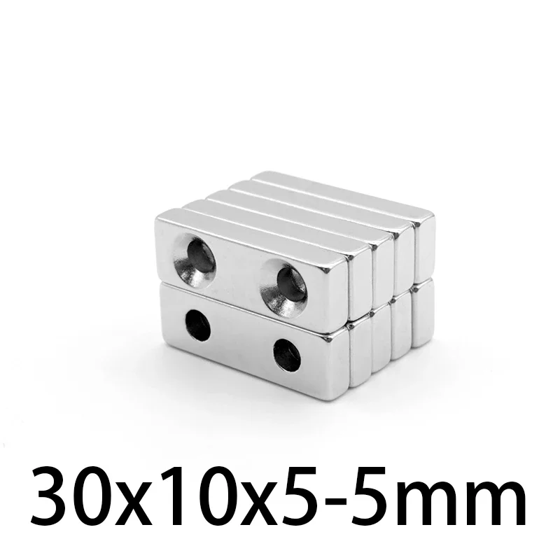 

2/5/10/15/20/50PCS 30x10x5-5mm Neodymium Magnet Countersunk Hole 5mm Block Rectangular Powerful Strong Magnetic Magnet 30*10*5-5