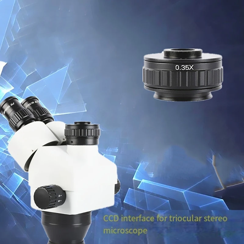 C Mount Adapters Lens 0.35X CCD For Trinocular Stereo Microscope Camera 38MM Interface Increased Field Of Vision