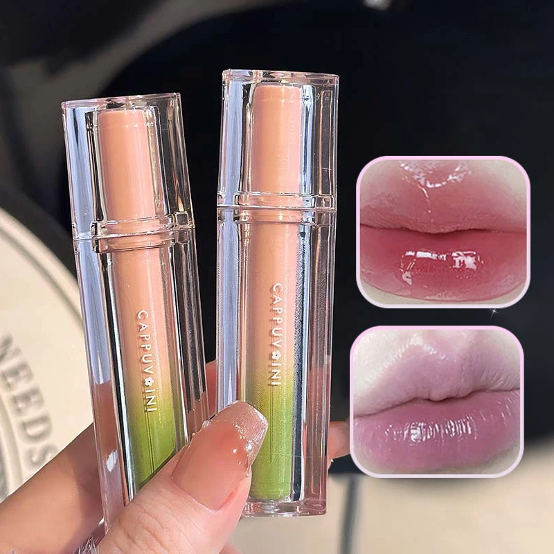 新しい1個入りカプビニ長持ち色落ちしないヌードパープルリップグレイズ保湿ウォーターテクスチャミラーリキッドリップティントメイクアップコスメティック