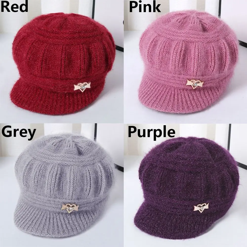 Plush Keep Warm Winter Hat Beanies Women's Knitted Hat Pumpkin Beret Hat Double Layers Protection Caps Peaked Cap 5
