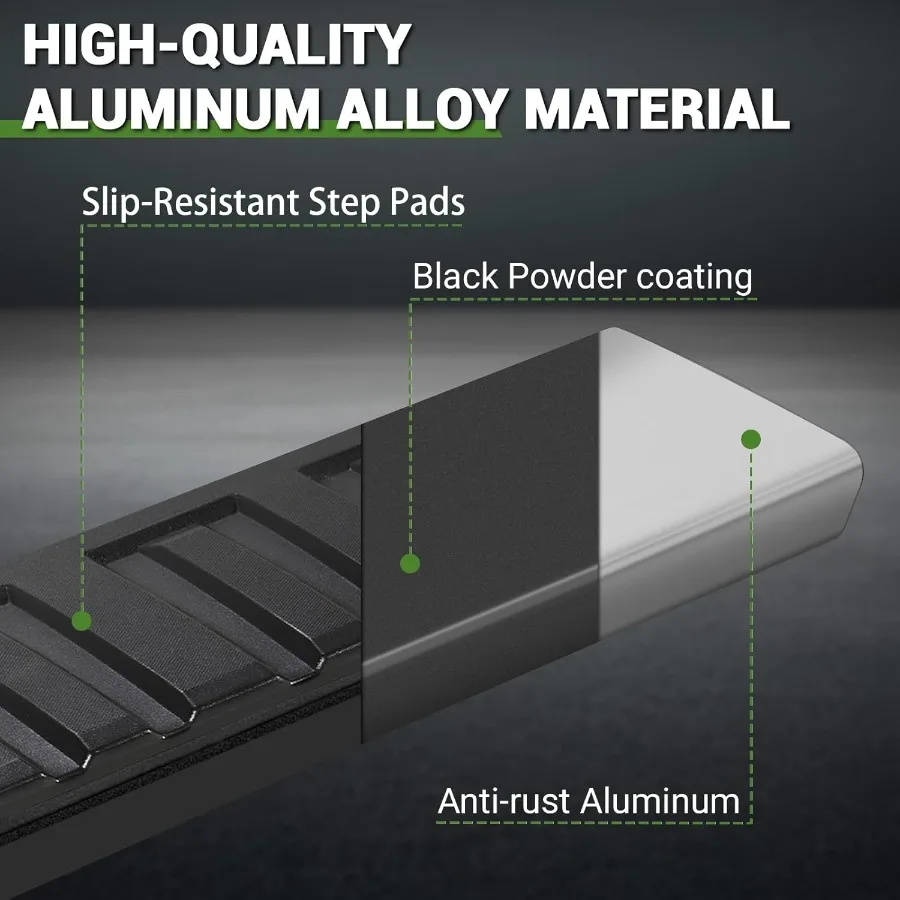 6 لوحات تشغيل متوافقة مع 20202025 تشيفي سيلفرادو 2500HD 3500HD كابينة مزدوجة من سبائك الألومنيوم الأسود قضبان جانبية Nerf Ba #5