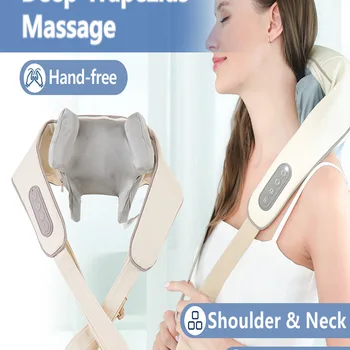 Foreverlily Wireless Neck and Back Massager Neck and Shoulder Kneading Massage Shawl Neck Cervical Relaxing Trapezoid Massager