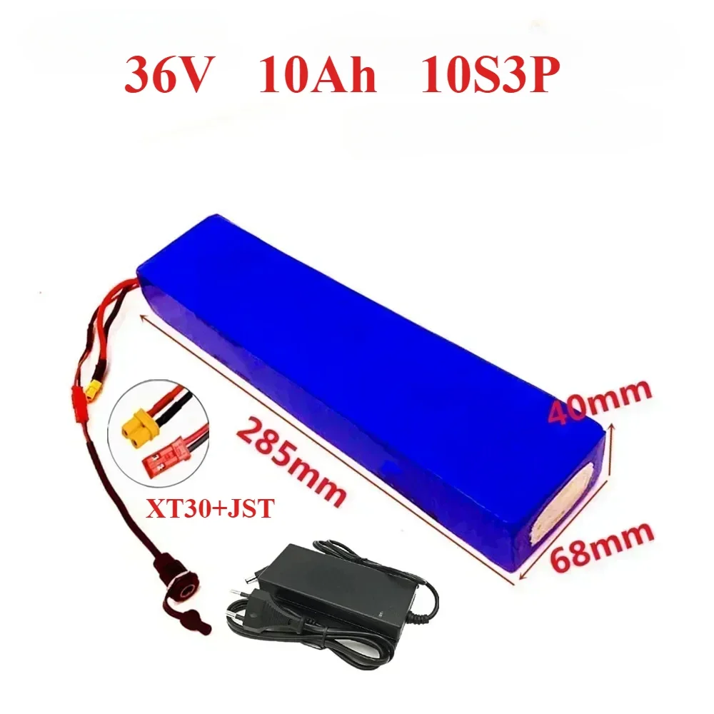 

36V 10Ah 18650 rechargeable lithium battery pack 10S3P 42V 250W~600W for Xiaomi Essential Scooter+charger xt30 jst plug