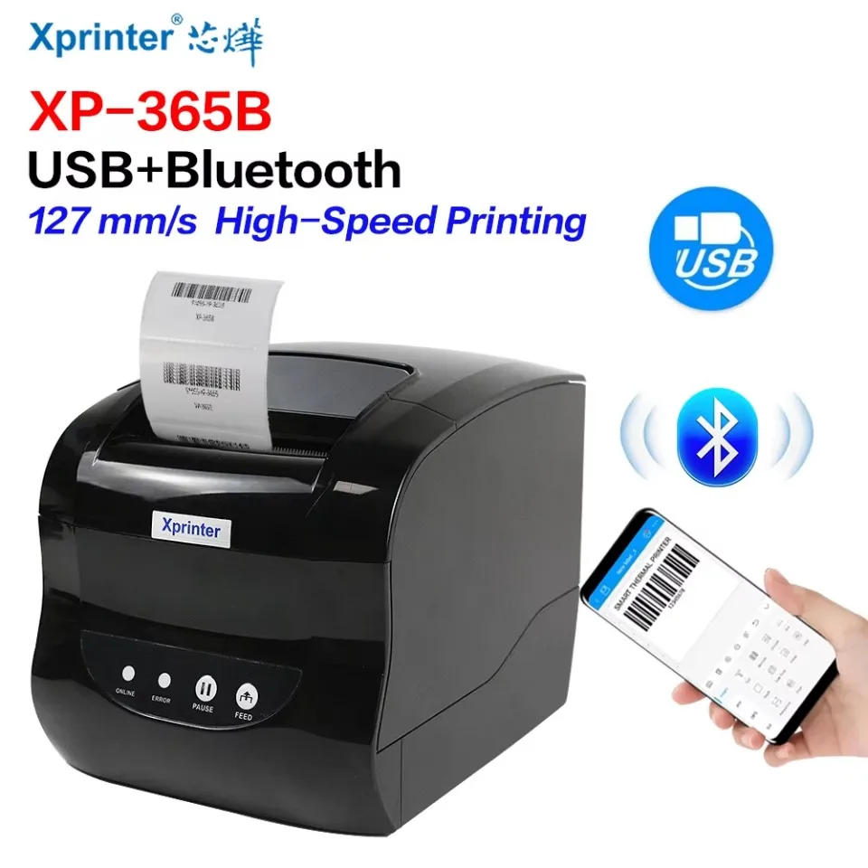 XP-365B Thermal Printer USB Bluetooth LAN Switch Receipt/Label Mode 127 mm/s High Speed HD Printing Barcode/Character/Graphics