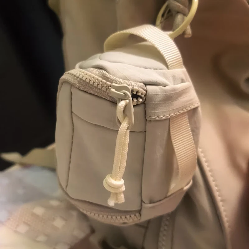 Portable Mini Nylon Storage Pouch With Keyring Hanging Backpack Accessory Small Earphone Coin Purse Zipper Key Holder Bag