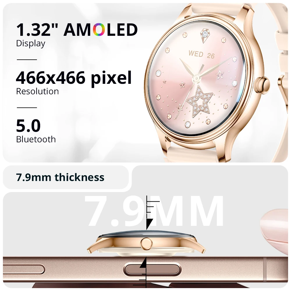 2025 COLMI L28 Air Smartwatch 7.9mm Ultra-thin Body, 1.32 inch AMOLED Display, Women's Health Management, Exquisite Smart Watch - Image 3