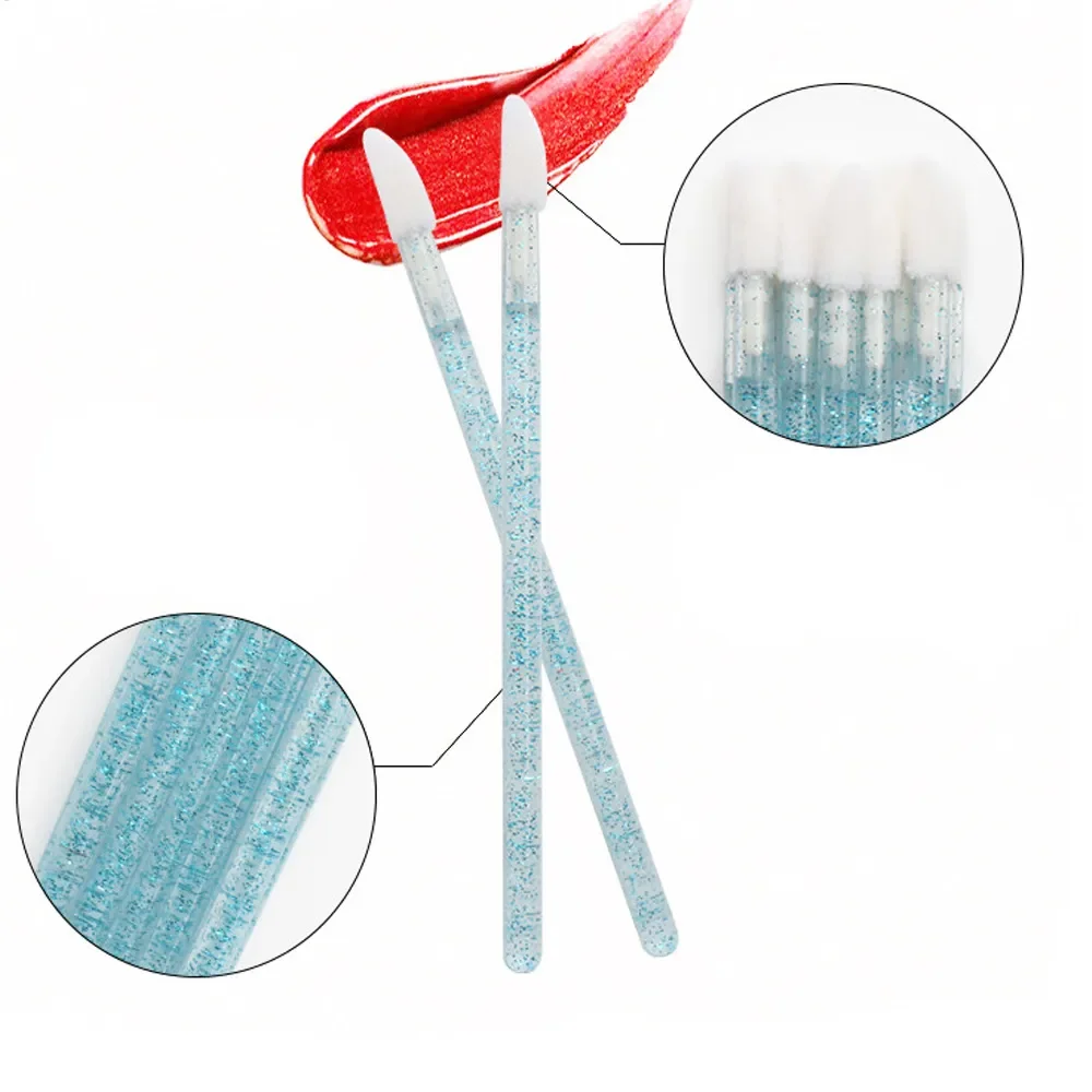 50Pcs Disposable Lip Brush Eyelash Extension Brushes Makeup Tools Crystal Micro Brushes Eyebrow Mascara Applicator Cleaner