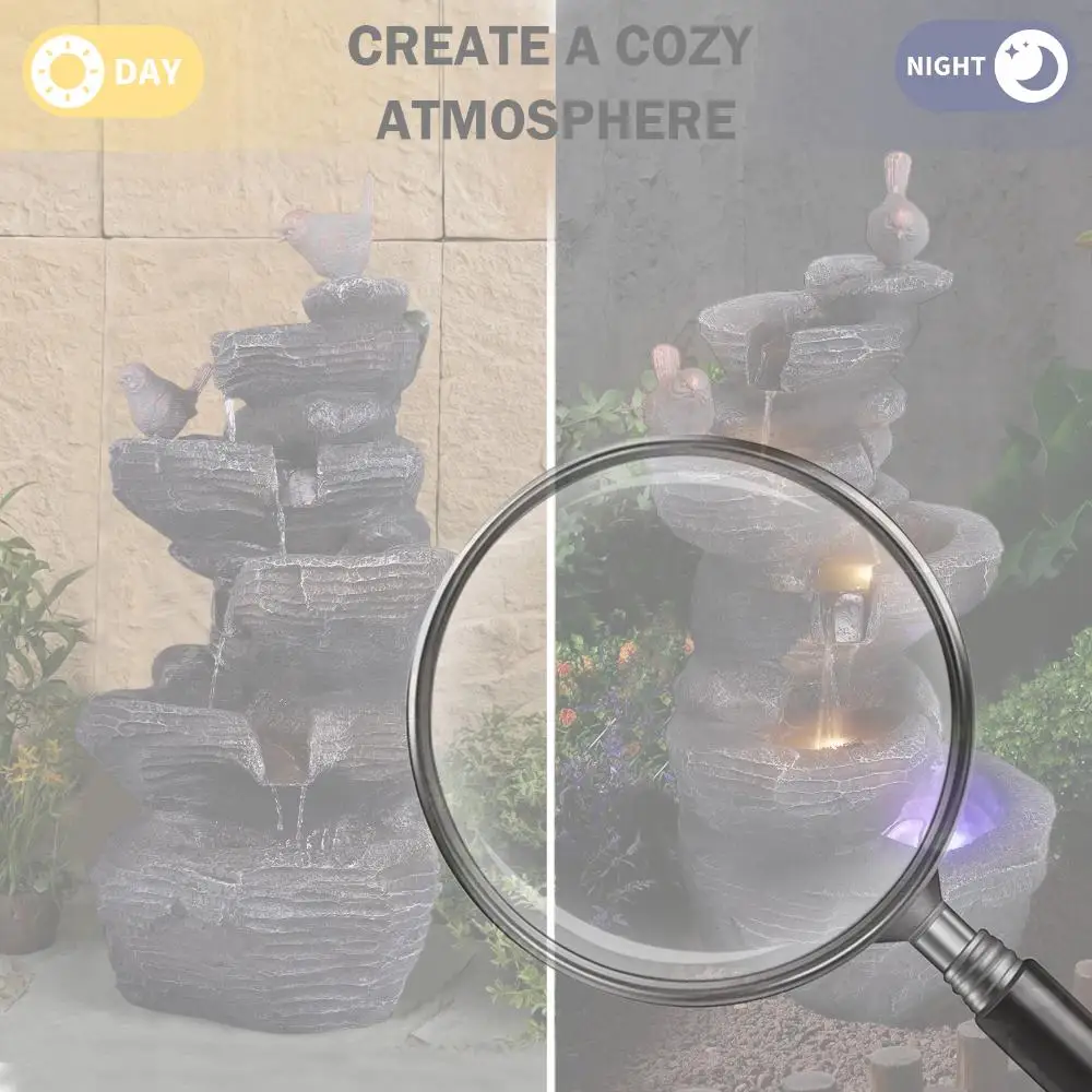 

Resin Stone Imitation Waterfall with LED Lights Tabletop Water Fountain Tabletop Fountain Relax Meditation Decor for Home Office