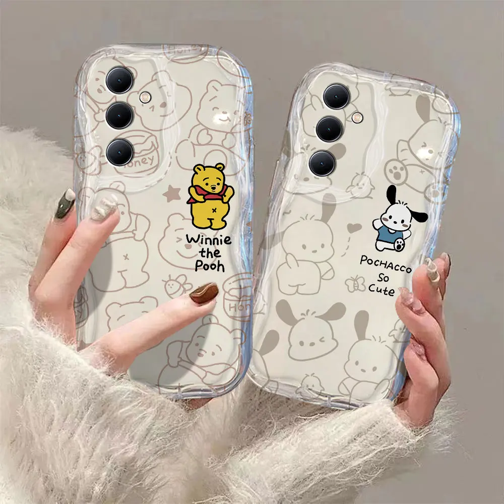 Winnie the Pooh Pochacco 3D Wave Case For Samsung A73 A72 A71 A55 A54 A53 A35 A34 A33 A25 A24 A23 A15 A14 A13 A05 4G 5G Cover