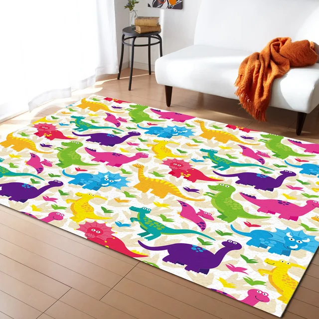 Cartoon Dinosaur Carpets for Living Room Home Decor Children\'s Room Anti-slip Crawling Mat Bedroom Bedside Foot Pad Doormat