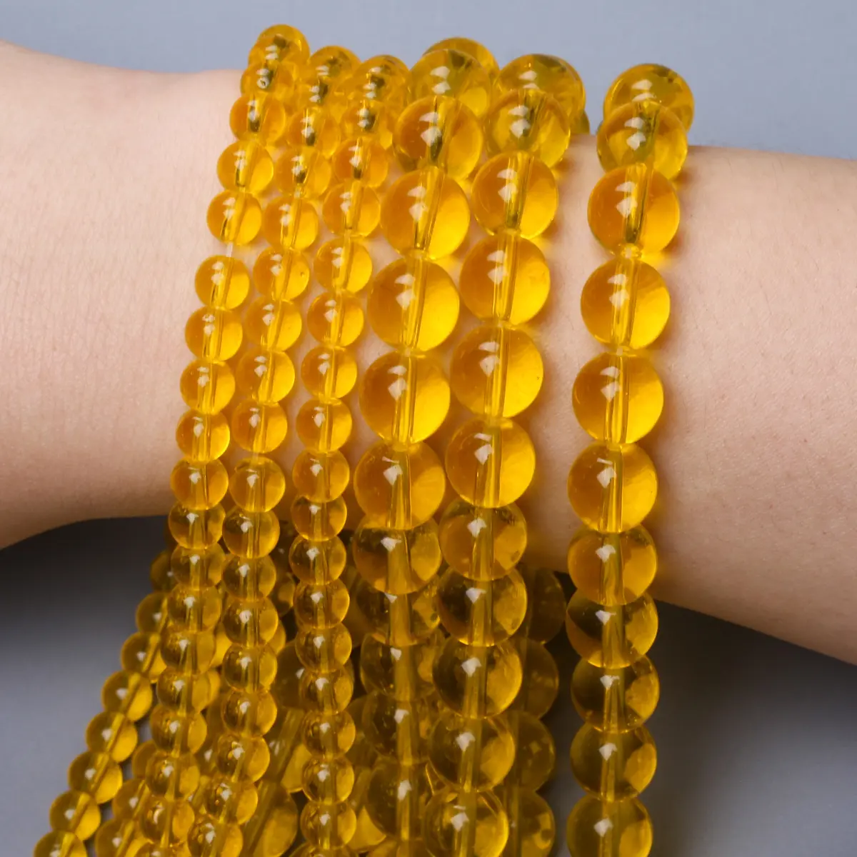 30/50Pcs Beads Round 6/10mm Yellow Crystal Bracelet Necklace Natural Stone Citrines Diy for Jewelry Making Handwork Fashion