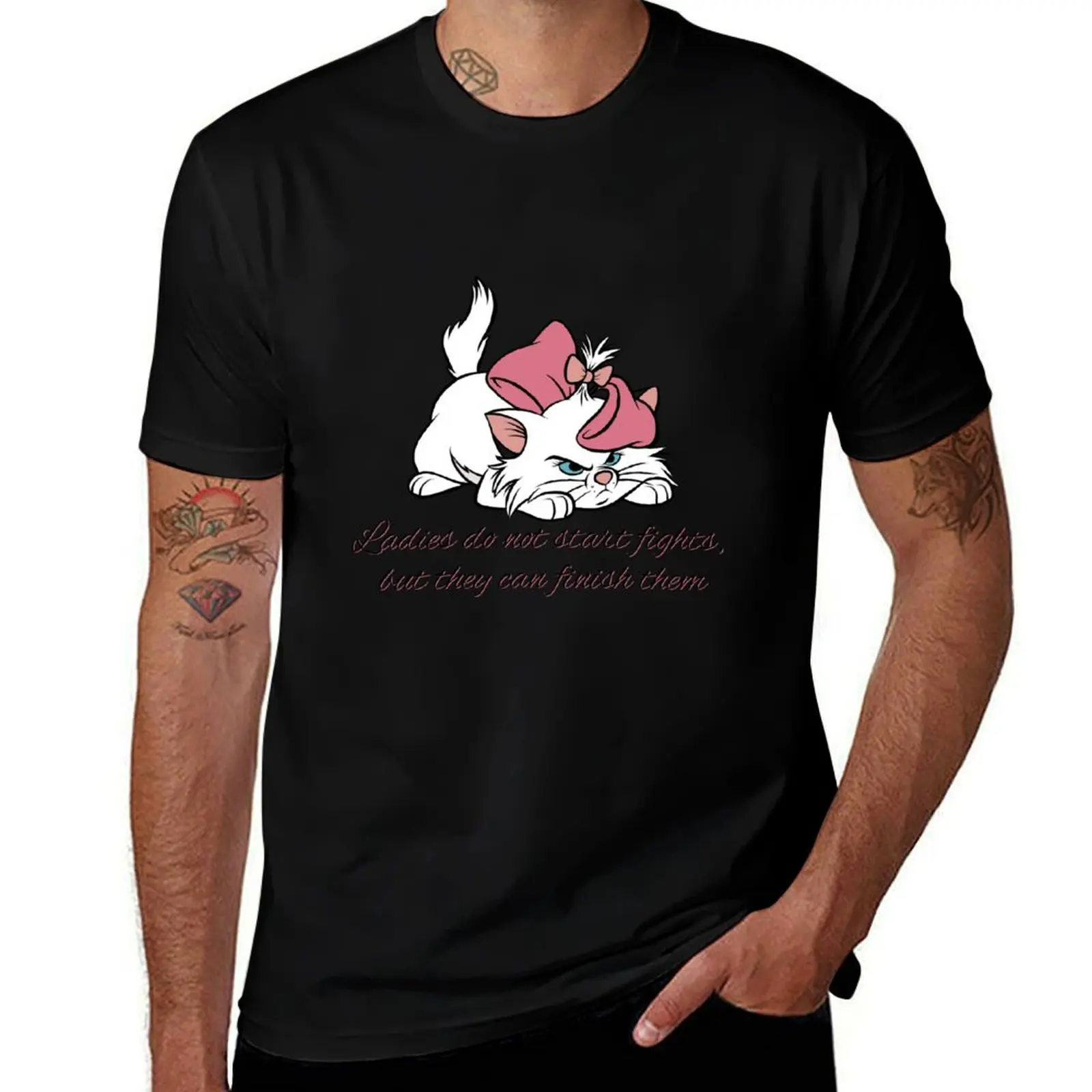 Ladies do not start fights T-Shirt Soft Basic Cotton Short Sleeve Tee