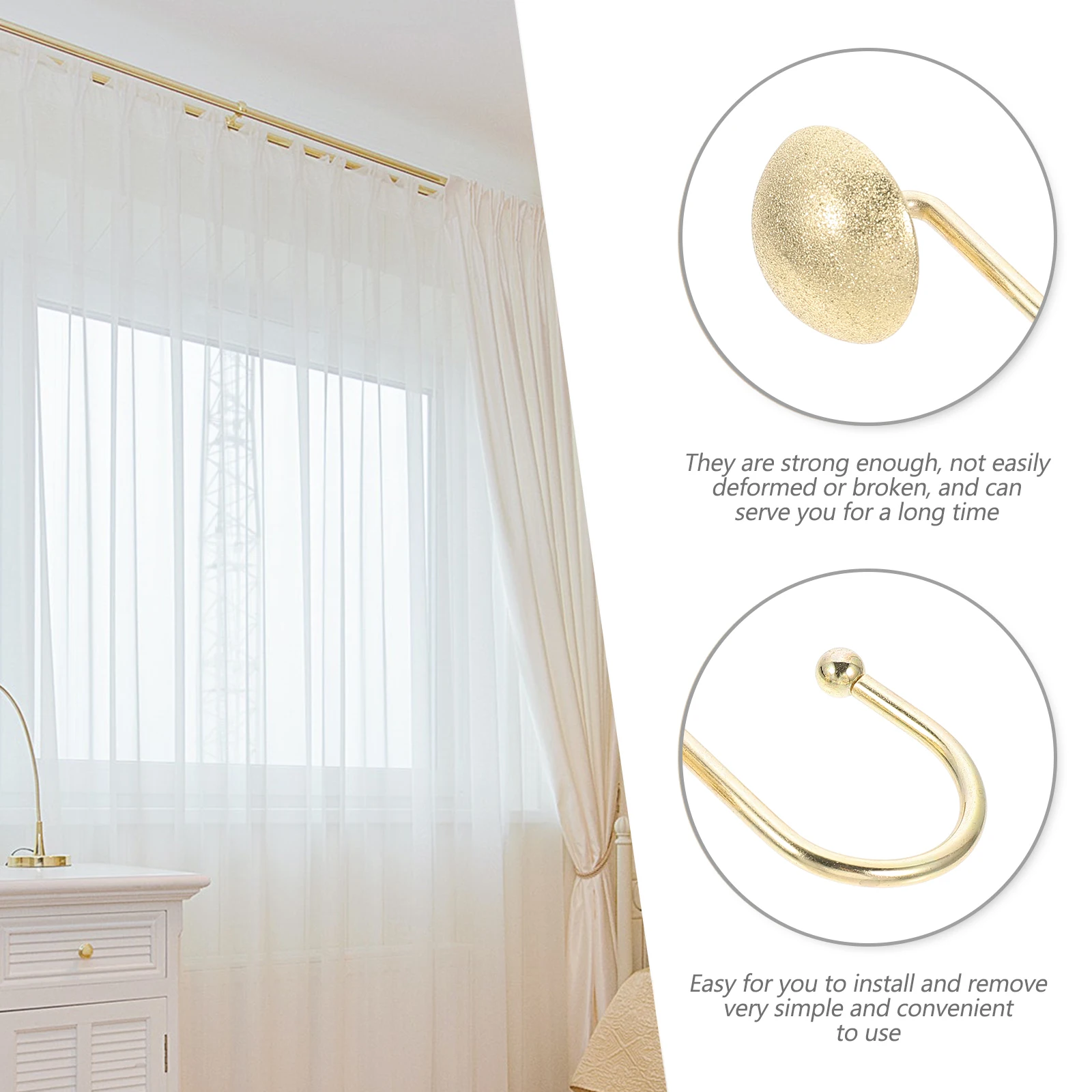 

12pcs Vintage Black Iron Semicircle Rings Curtain Hooks Semicircle Rings Curtains Hanger Bathroom Accessories