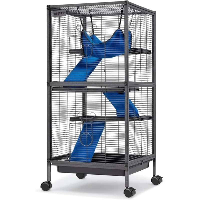 

45''H Metal Small Animal Cages, Rolling Chinchilla Cage with Remo able Ramps, Lagre Critter Nation Cage for Chinchillas/Guinea P