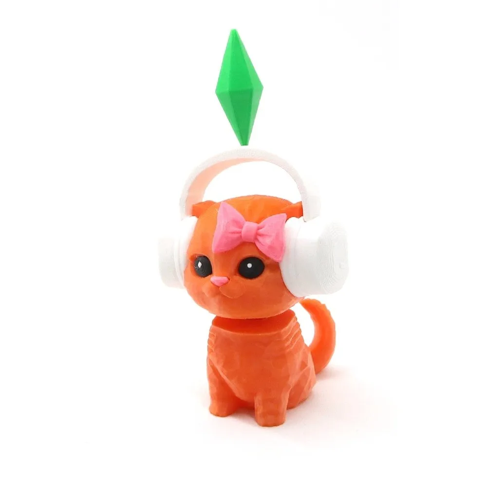 Cute Sims Cat Dancing Cat Car Ornament Ornament Doll Car Accessory Mini Earphone Cat Model Dashboard Decor Cat Figurine