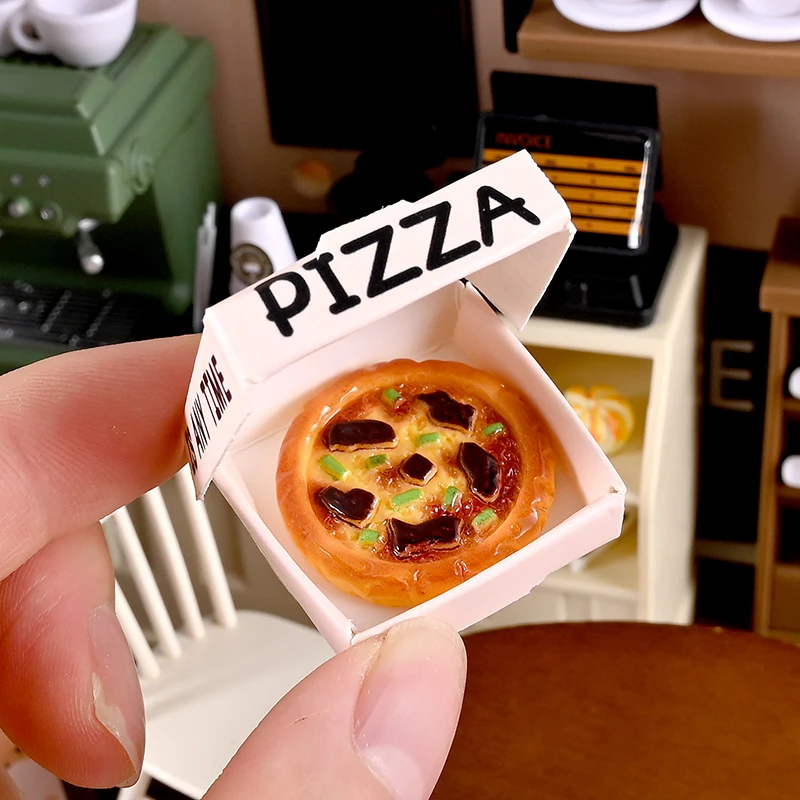 6-delige poppenhuisvoedseldecorset: mini-pizzas of verpakkingsdozen voor fantasiespel