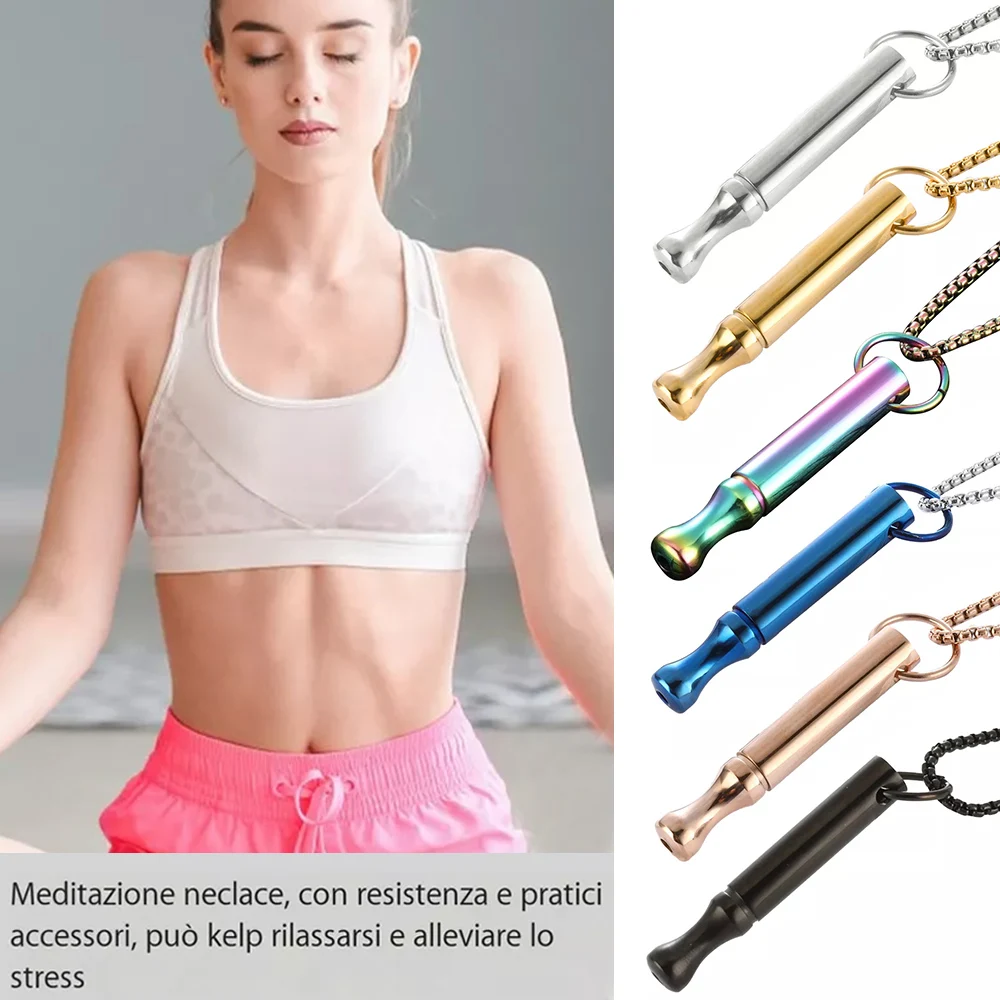 

Meditation Breathing Decompression Pendant Necklace Whistle Stress Relief Anxiety Relief Yoga Necklace Pendant Chain Jewelry