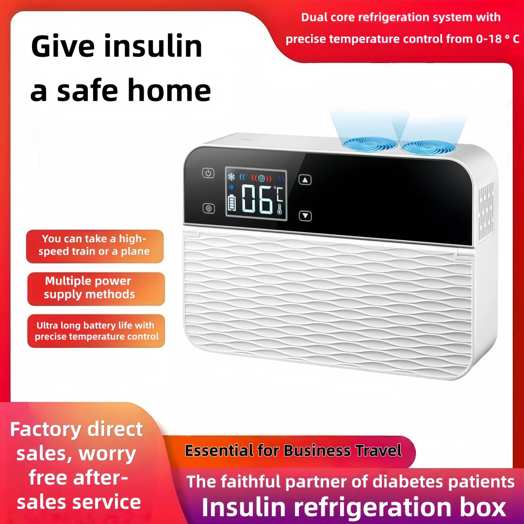 Insulin refrigeration box, medication constant temperature mini fridge, portable insulated box for business travel