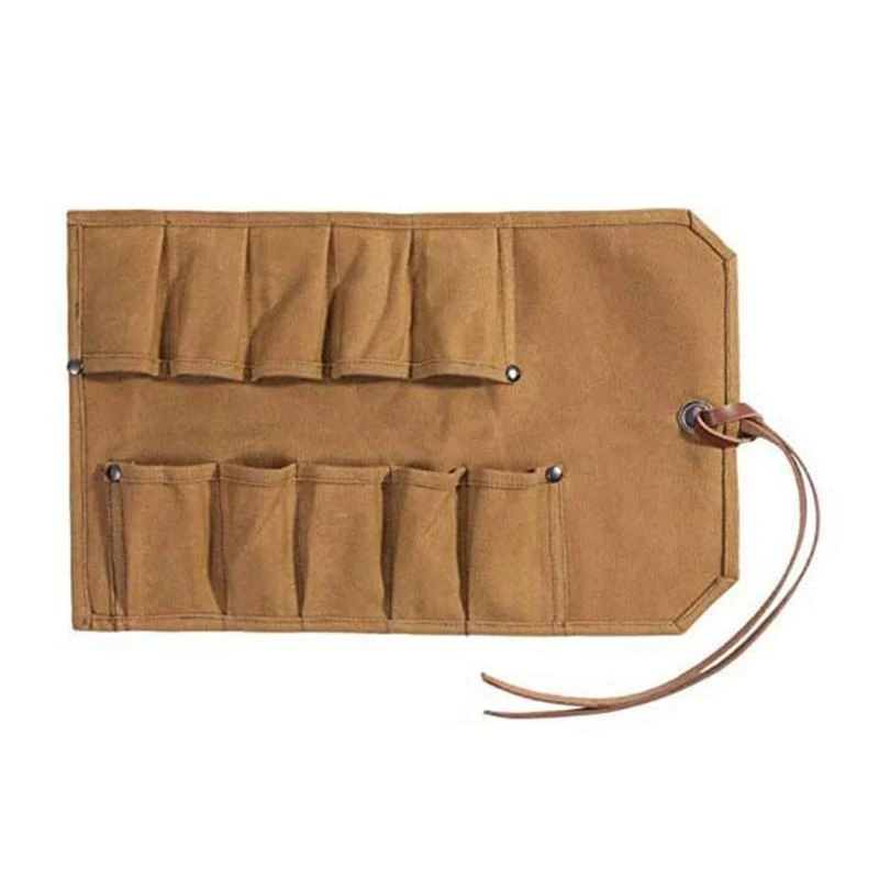 

Tool Roll Heavy Duty Small Tool Bag Tool Waxed Canvas for Chisels Hammer Camping Pocket Gouges Tool Storage Bag .Q0KF