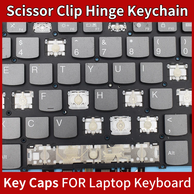 Tampa de Tecla de Reposição com Mecanismo Tesoura para Lenovo IdeaPad 5 14ITL05 5-14IIL05/ARE05, Tampa de Tecla Retroiluminada com Dobradiça
