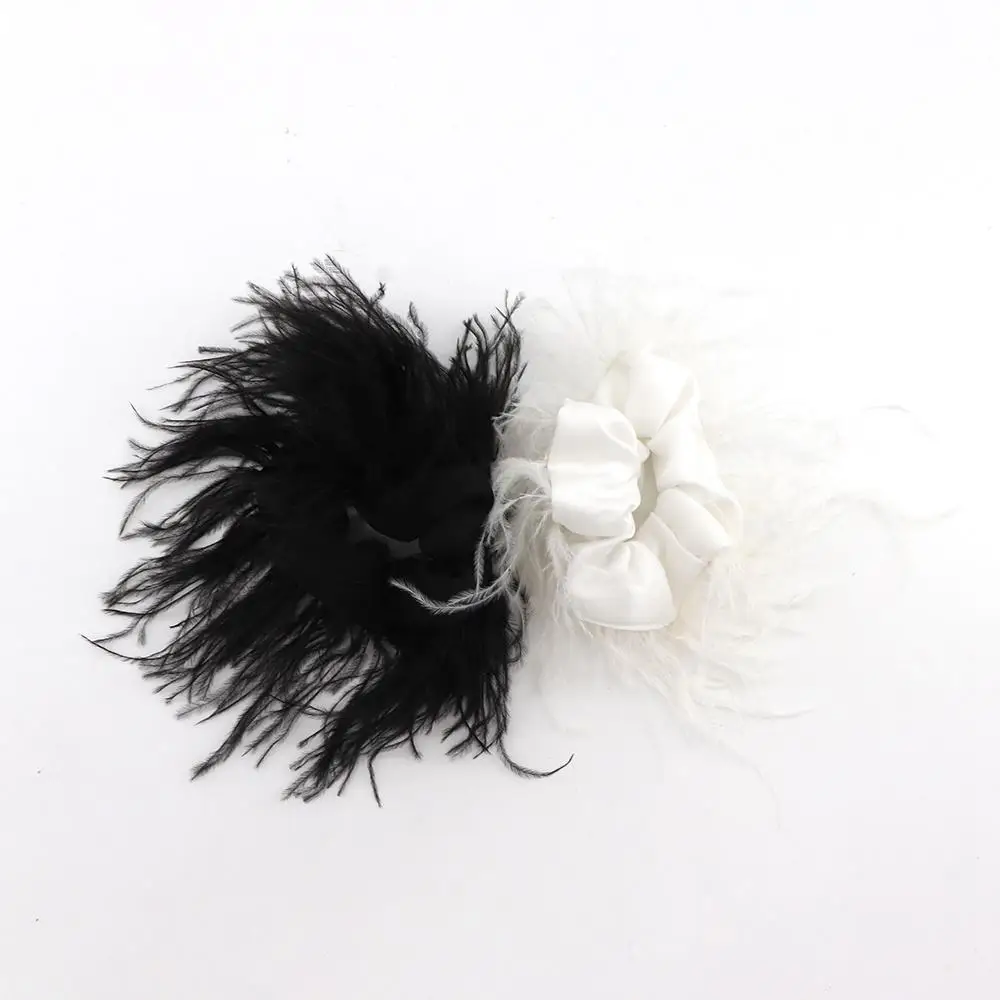 

Band Large Intestine Hair Ring Ostrich Feather Korean Style Scrunchies Satin Hair Ring Female Hair Ties Feather Hair Rope