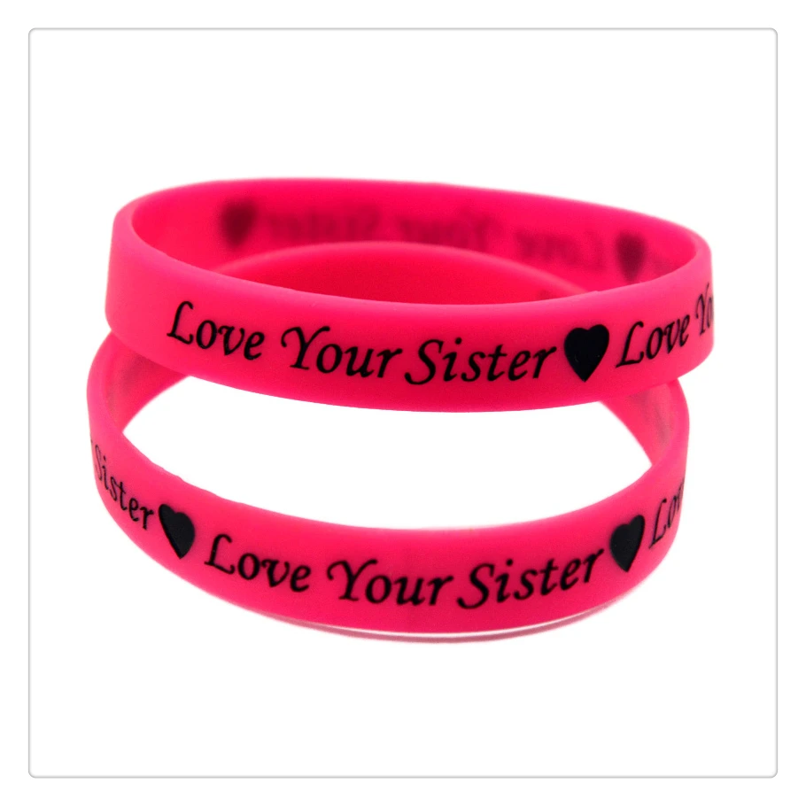 1 Stück „Love Your Sister“-Armband aus Silikonkautschuk, inspirierendes Armband, das beste Geschenk für Freunde, Erwachsenengröße. – Detail 6