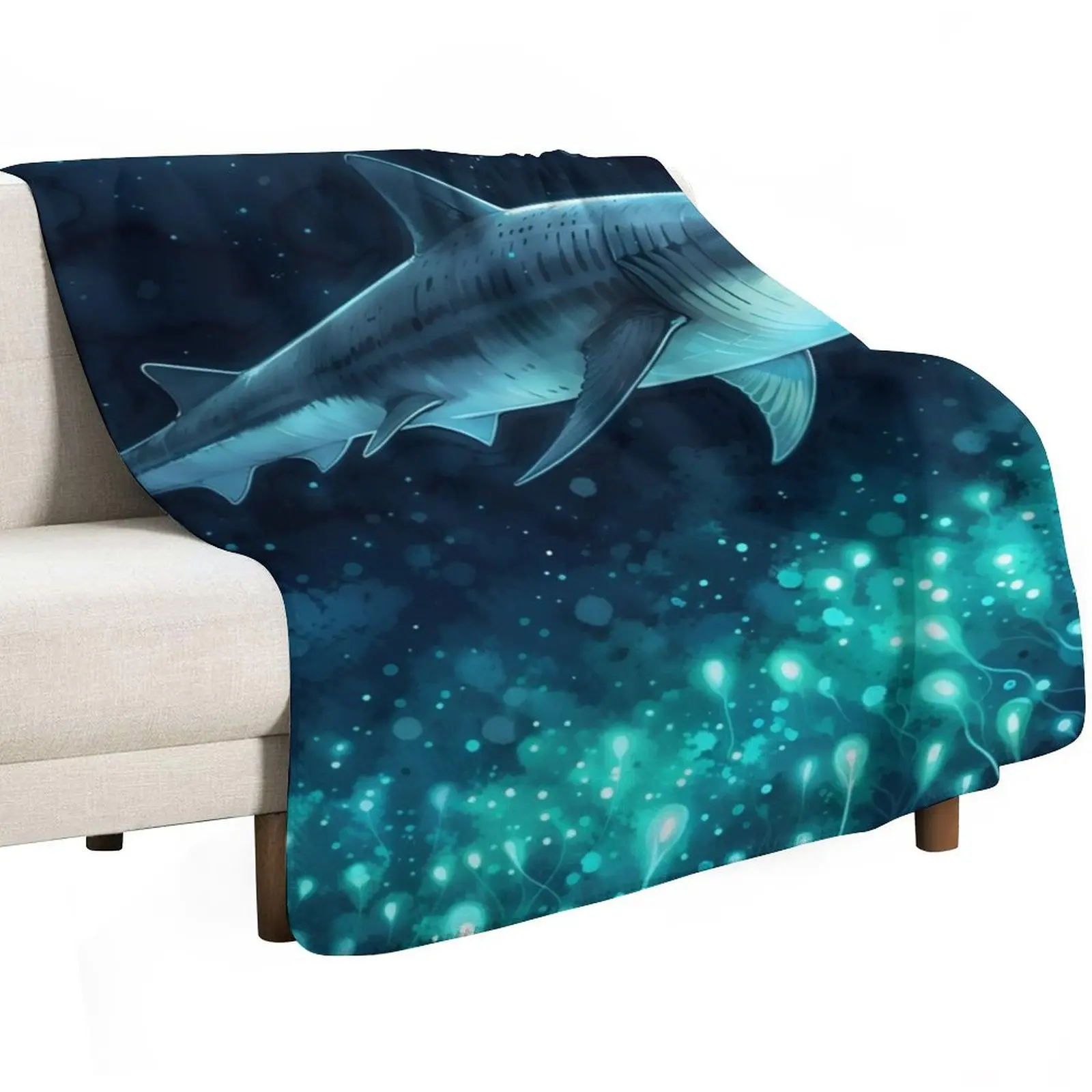 Megalodon Shark Swimming Throw Blanket Luxury Thicken Flannel Fabric blankets ands Sofa For Decorative Sofa Quilt Blankets
