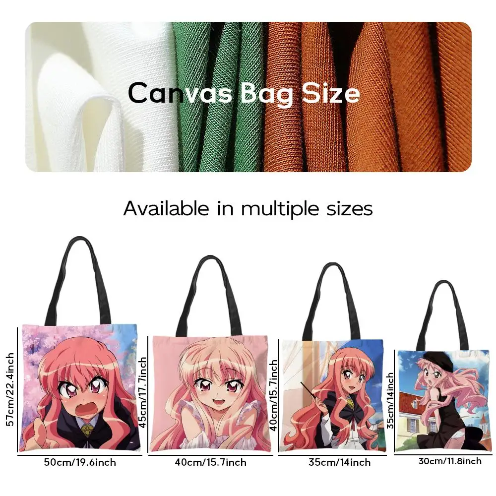 Storage Bags Casual Portable Shoulder Bag Lightweight Shopping Bag Reusable Linen Bag Anime Z-Zero no Tsukaima Cartoon
