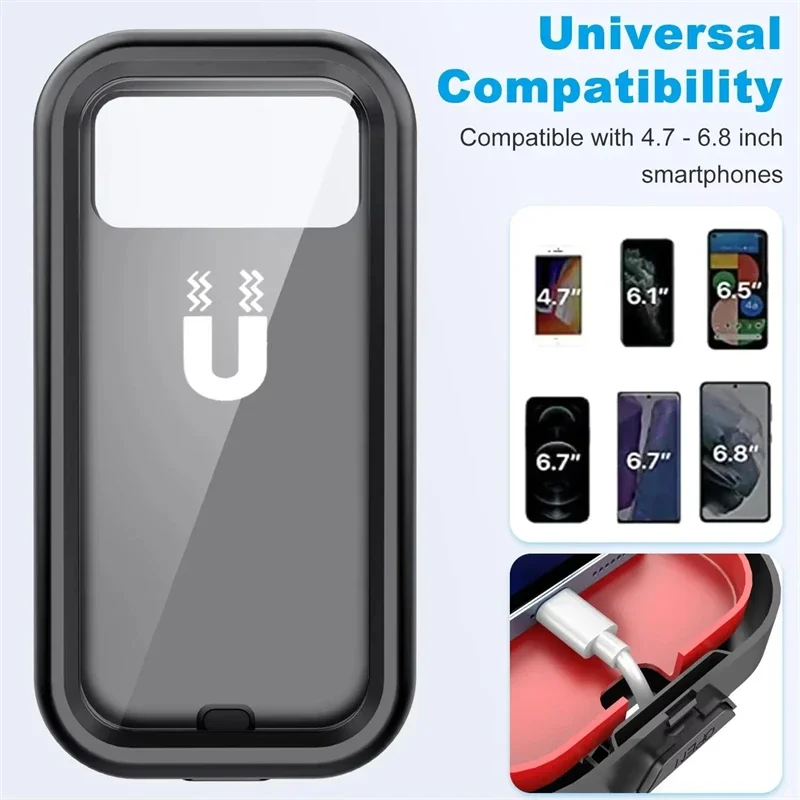 1 STKS Waterdichte Case Motor Fiets Telefoonhouder 360 ° Draaibare verstelbare universele fietshouder, voor 4,7-6,8" mobiele telefoon