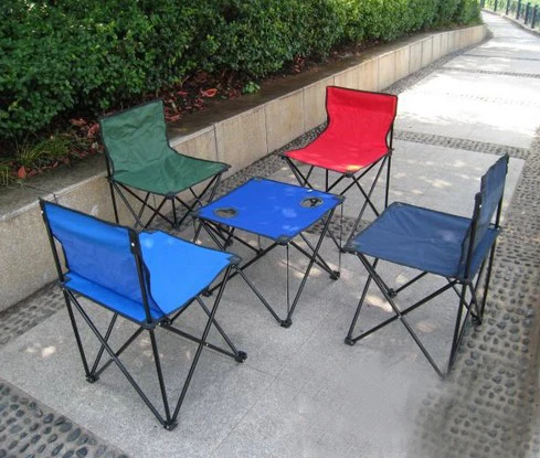 

Portable Outdoor Camping Picnic Furniture Modern Folding Metal Table And Chair Set Panel Wood Style Table