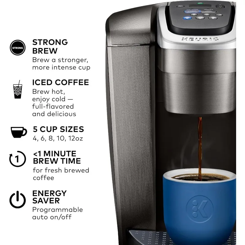 K-Elite Single-Serve K-Cup Pod Coffee Maker, Brushed Slate, 12 oz. Brew Size