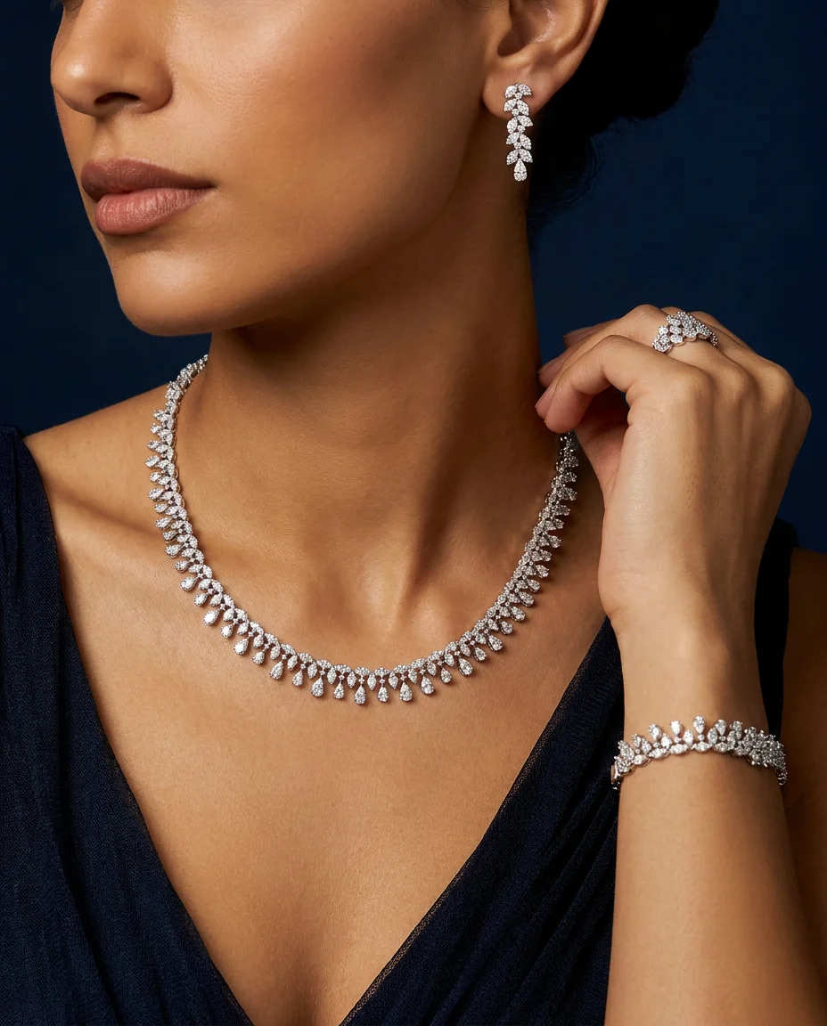 Bride Talk Stunning 4PCS Waterdrop CZ Zirconia Jewelry Collection Dubai Nigerian African Bridal Wedding Engagement Accessories