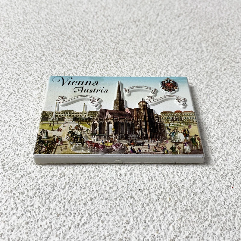 Vienna, Austria Travel Souvenirs Home Decor Items Collection Crafts Vintage Stephen Cathedral View 3D stereo fridge magnets