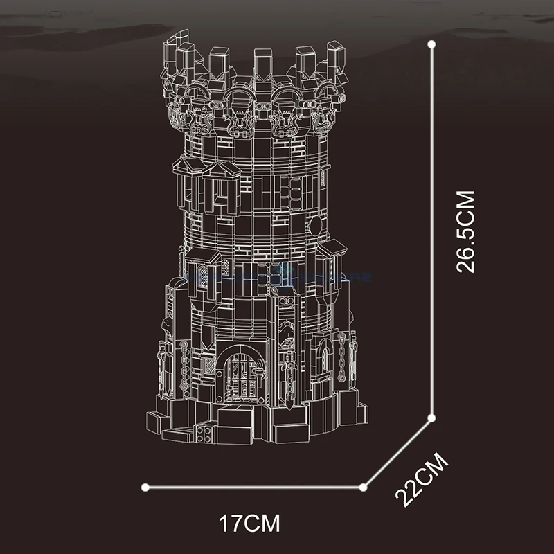 Modelo de torre de feiticeiro da idade média, blocos de construção moc jd047, pagode de pedra, idéias de arquitetura modular, tijolos, presente, kit de brinquedo, crianças e adultos