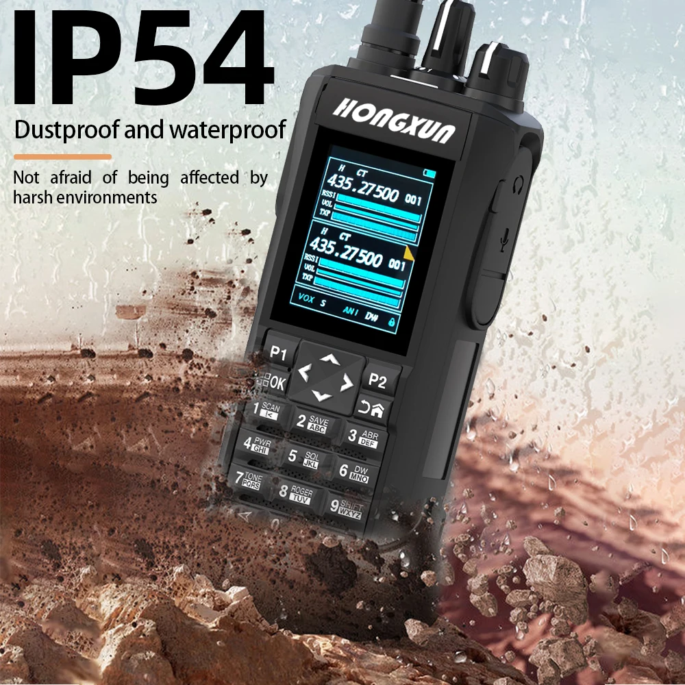 HX-R7 Walkie Talkie 10W UHF/VHF 4-bands 2" kleurenscherm Type-C/Dock Oplaadkanaalscan One-Touch Frequency Sync Kanaalscan