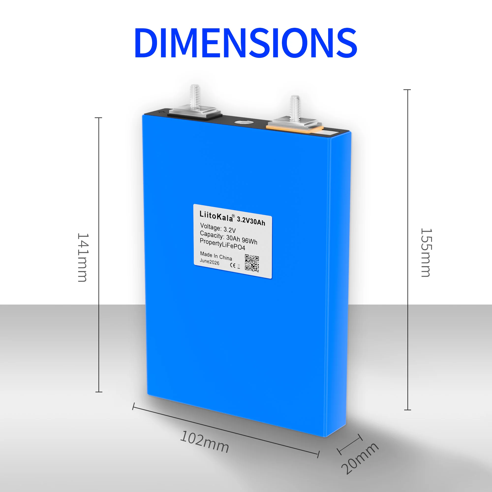 LiitoKala 3.2V 30Ah LiFePO4 Battery Discharge 5C Aluminum Shell Battery Is Suitable for 12V 10Ah Battery DIY Package Electric