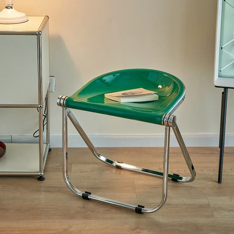 

Дизайнерский складной обеденный стул для макияжа, акриловый современный прозрачный табурет, эргономичные шезлонги для взрослых, украшения интерьера салона