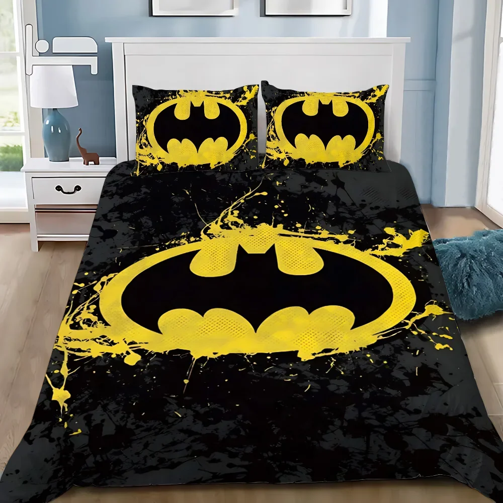 Duvet Cover Pillowcase Bedding Set  Cartoon B-Batmans Adult Boy Girl Bedroom Decoration Children Gift Single Double Large Size