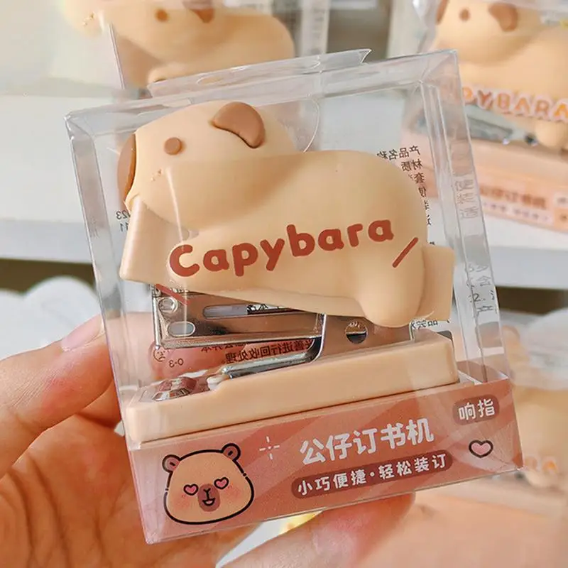 Маленький набор степлеров, 3D капибара, милый мультяшный степлер, многофункциональный степлер со скобами для студентов, школьные принадлежности