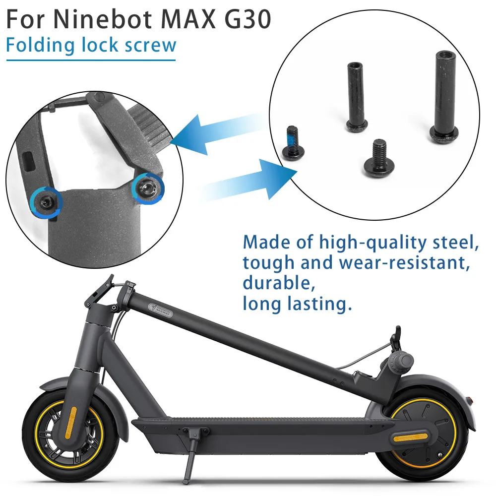 Folding Lock Screws For Ninebot Segway MAX G30 G30 D Electric Scooter Fold Base Fixed Bolt Black Comprimento Screws Accessories